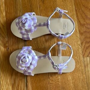 Janie and Jack Girls’ Size 13 Lilac Gingham Sandals